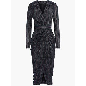 Rhea Costa evening metallic multicolored long sleeve dress